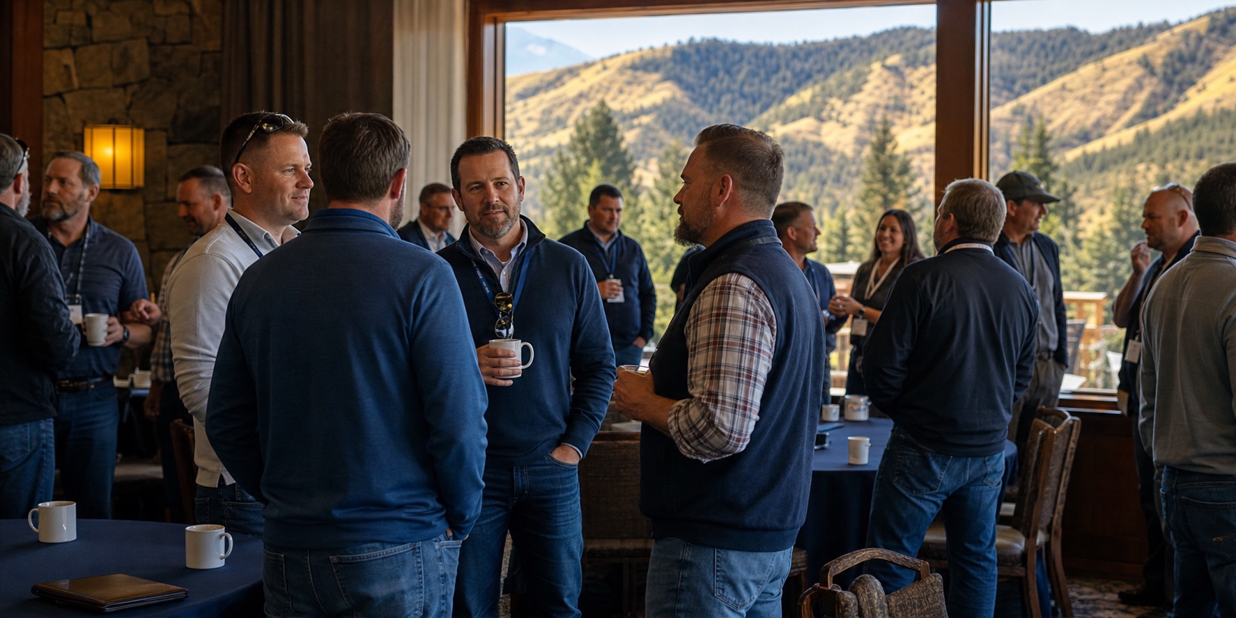 Electrical contractors networking at an Idaho chapter summer meeting
